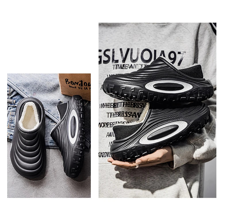 New Fashion Cotton Men's Slippers Winter Warm Plush Men Slippers Waterproof Men Garden Shoes Indoor Outdoor Men's Warm Shoes - Buy online at  Vibe In Cart.