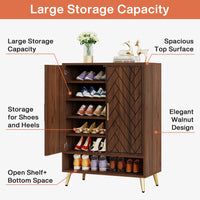 Tribesigns 6-Tier Shoe Cabinet with Doors, Walnut Wooden Shoe Storage Cabinet with Adjustable Shelves for Entryway - Buy online at  Vibe In Cart.