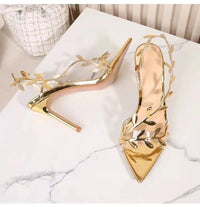2024 Summer Fashion Patent Leather Gold Leaf Women Sandals Elegant Pointed toe Thin High heels Gladiator Sandalias Party Shoes - Buy online at  Vibe In Cart.