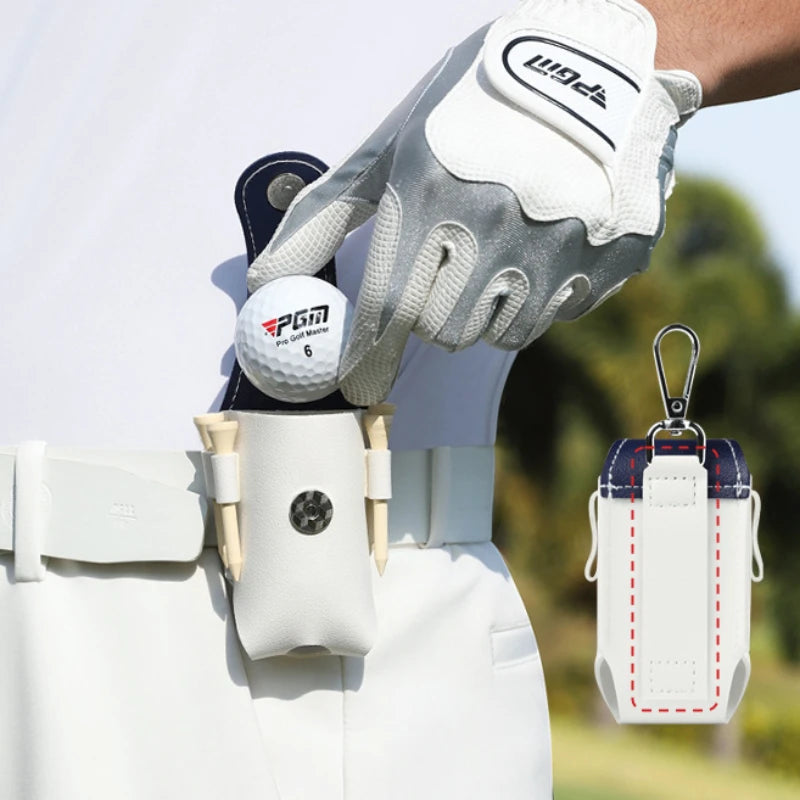 PU Golf Waist Bag Clip with Magnetic Buckle and Ball Storage