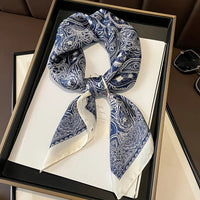 Printed Paisley Houndstooth Square Scarf for Women, Coffee Color, Polyester