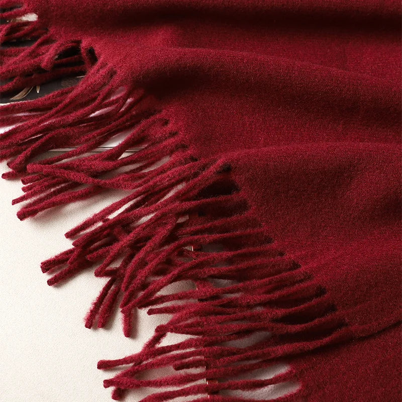 Women's Thick Warm Winter Polyester Scarf with Tassels
