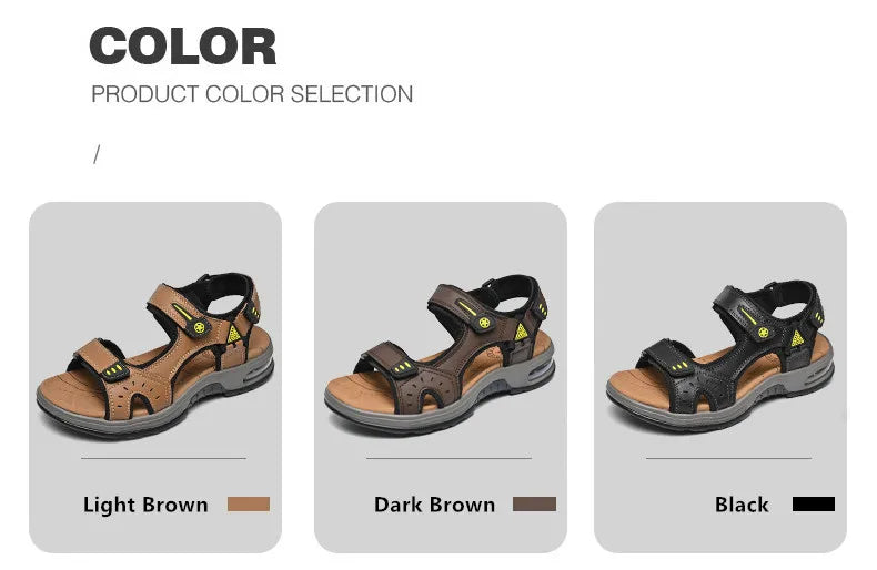 New Summer Genuine Leather Men Sandals Fashion Design Breathable Casual Shoes Men Soft Bottom Outdoor Beach Sandals Big Size 46 - Buy online at  Vibe In Cart.