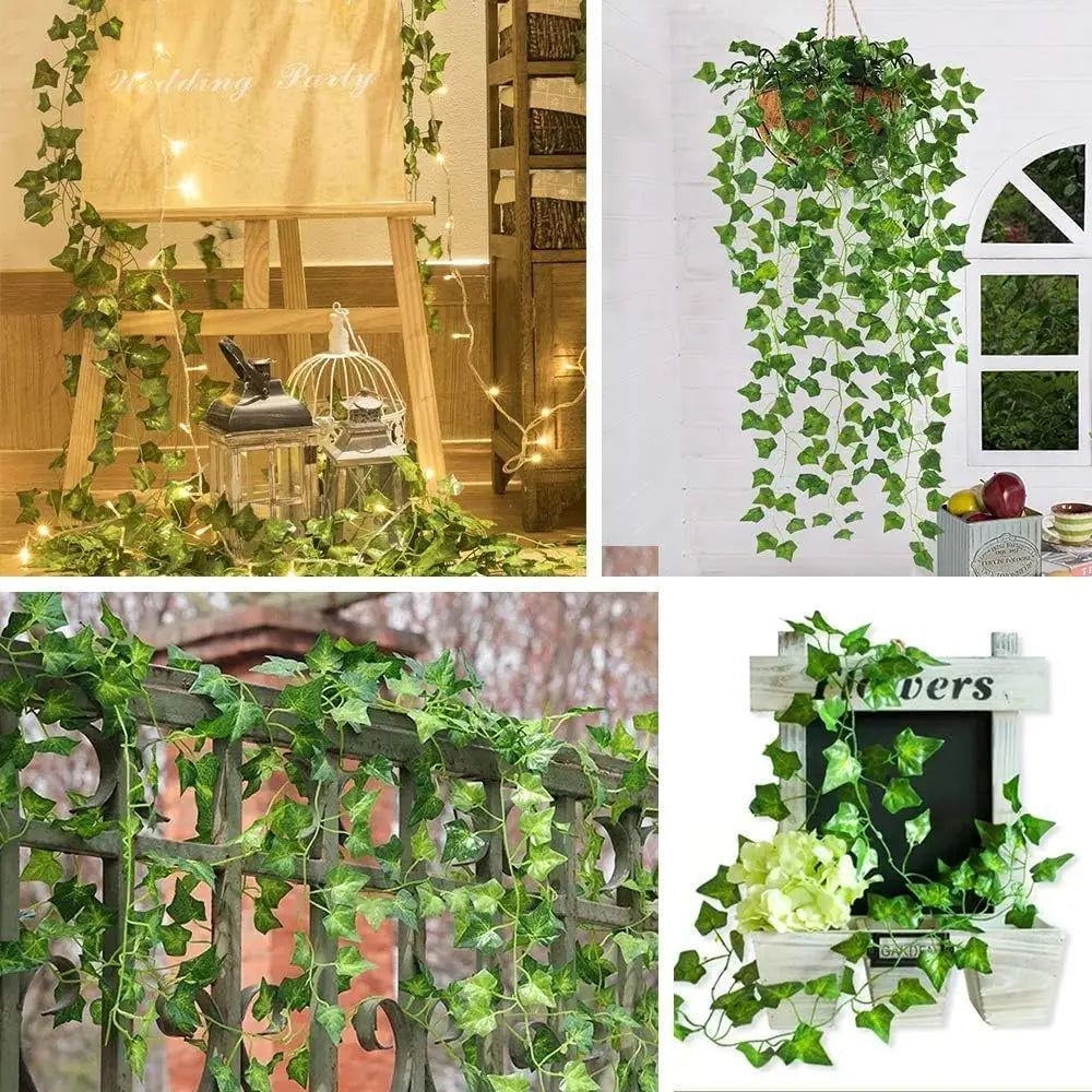 Artificial Plant Green Ivy Leaf Garland Silk Wall Hanging Vine Home Garden Decoration Wedding Party DIY Fake Wreath Leaves - Buy online at  Vibe In Cart.