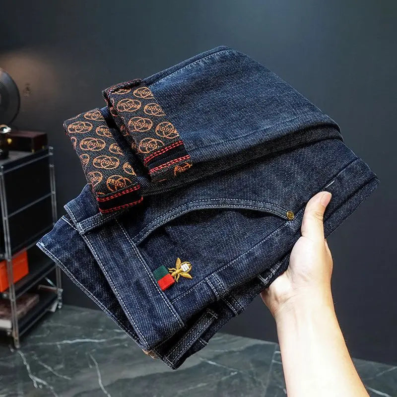 New Fashion winter Autumn Jeans Men's Printed Design Street All-Match Casual Soft Stretch Quality Men's Clothing Skinny Trousers - Buy online at  Vibe In Cart.