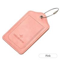 Leather Luggage Tag with Anti-Loss Wire Rope Loop and Built-In Privacy Cover