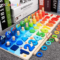 Educational Wooden Math Shape Matching Puzzle Toy for Kids