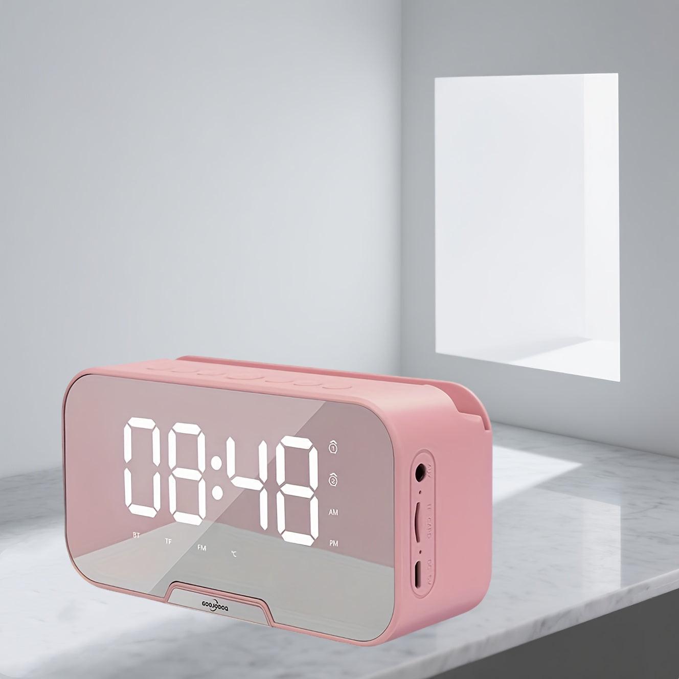 Portable Mini Wireless/FM Radio Speaker with Wireless Microphone, -Mode Mirror/Alarm Clock, Stereo Sound, & Loudspeaker Suitable for, Travel, Parties, Gifts - Buy online at  Vibe In Cart.