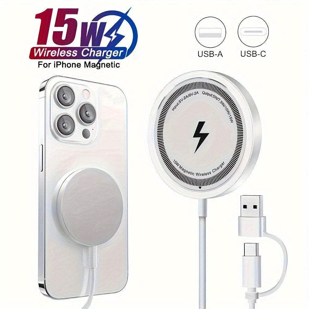 1pc Fast charging Fast-Charging Magnetic Wireless Charger 15W Pad for iPhone 16/15/14/13/12/11, Pro Max/Mini5W Samsung S24/S23/S23/S23 Ultra/S22/S22+/S22 U & for Airpods - Dual Input USB-C/A, Compatible, with Intelligent Over - Buy online at  Vibe In Cart.