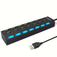 2pcs/1pc High-Speed 4/7 Port USB Splitter Hub, USB 2.0 Hub with Power Supply, Multi-Port Switch Hub Extension Dock, 11.81 Inch Cable - Buy online at  Vibe In Cart.