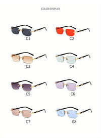 1pc Trendy Rimless Y2K Glasses for Women Men Punk Frameless Rectangle Glasses Retro Gradient Shades Driving Travel UV400 Eyewear The Perfect Gift - Buy online at  Vibe In Cart.