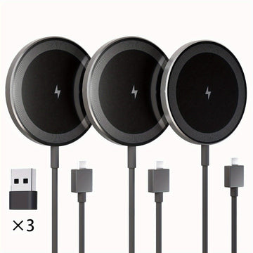 15W Max Fast Charging Magnetic Wireless Charger, Portable Travel Charging Pad With USB-C, Compatible For IPhone 17/17 Air/16/15/14/13/12/11/X/Pro Max/Pro/Plus, For Airpods 4 3 2 Pro Series And Multiple Devices - Buy online at  Vibe In Cart.