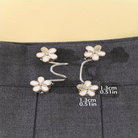 A Pair of Women'S White Floral Metal Fashion Decorative Waist Buttons, Adjustable And Removable, Perfect for Summer to Prevent Wardrobe Malfunctions, Suitable for Casual Wear And Gift Giving. - Buy online at  Vibe In Cart.