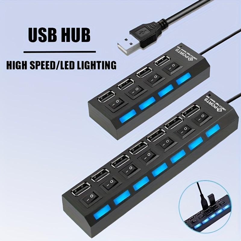 2pcs/1pc High-Speed 4/7 Port USB Splitter Hub, USB 2.0 Hub with Power Supply, Multi-Port Switch Hub Extension Dock, 11.81 Inch Cable - Buy online at  Vibe In Cart.