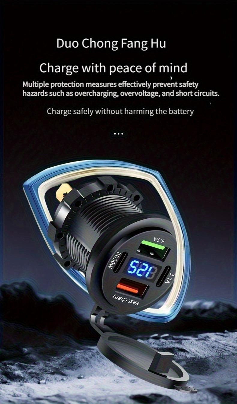 120W Super Fast Charging Charger Power Socket 4-in-1 Port Charger Socket 12V-24V-40V Car Power Socket PD30W with Digital Display Voltage Charger Suitable for Installation in Cars/Motorcycles/Trucks/RVs/Ships, Compatible with - Buy online at  Vibe In Cart.