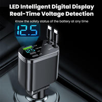 [150W 5-in-1 Car Charger] 5-in-1 150W M4 Foldable Car Charger | Dual Stretch Cable with LED Display, USB-C PD Fast Charging, Multi-Port USB Charging for Android Phones, Travel Adapter for Vehicles - Buy online at  Vibe In Cart.