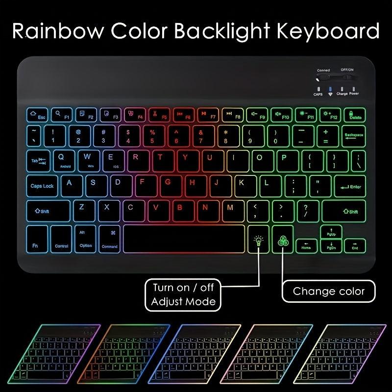 Set of 2 Ultra-Slim Wireless Backlit RGB Keyboard And Mouse, Featuring Dual Mode Connection with BT3.0 And 2.4G, Compatible with Multiple Systems, Ideal for Smartphones, Tablets, And Laptops, a Stylish Gift Option. - Buy online at  Vibe In Cart.