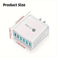 6-Port USB 30W QC3.0 Fast Charging Adapter for Mobile Phones, US Plug Quick Charge Adapter, Portable Travel Wall Charger - Buy online at  Vibe In Cart.