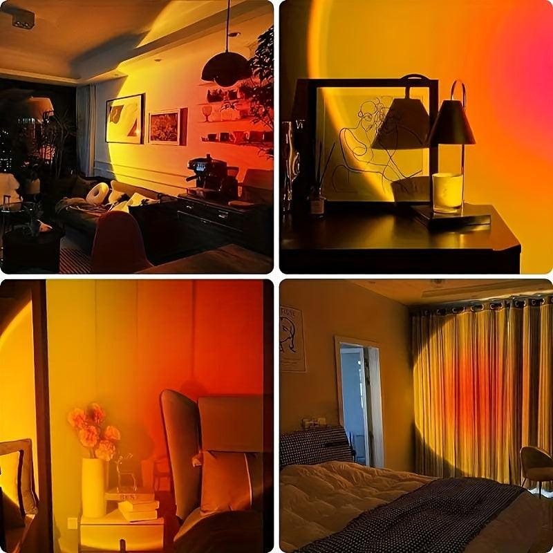 Modern USB- Projector Lamp with Rainbow & Sunset Color Changing Floor/Desk Lamp - USB-Operated Night Light Suitable for Bedroom, Living Room Decor, Romantic Gift, Plug-in Table Light - Buy online at  Vibe In Cart.