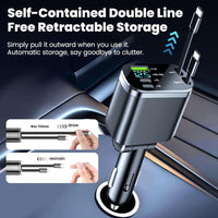 [150W 5-in-1 Car Charger] 5-in-1 150W M4 Foldable Car Charger | Dual Stretch Cable with LED Display, USB-C PD Fast Charging, Multi-Port USB Charging for Android Phones, Travel Adapter for Vehicles - Buy online at  Vibe In Cart.