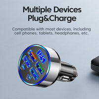 New Multi-Port Fast Charging Car Charger, Auto Charger, Quick Charge, 2PD with 4 USB Ports, Digital Display, Car Fast Charger, 6-in-1 Phone Charger Head, Car Phone Adapter Auto Accessory - Buy online at  Vibe In Cart.