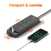 Power Strip with Surge Protection Featuring a 5 Ft/10 Ft Flat Extension Cord, 8 AC Outlets, And 4 USB Ports (2 USB A And 2 USB C), Designed As a Compact Charging Station for Desks, Suitable for Home, Dorm, Office, And Travel - Buy online at  Vibe In Cart.