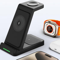 This Is a 3-In-1 Wireless Charging Station That Offers a 15W Fast Charging Capability. It Is Compatible with Iphone Models 16, 15, 14, 13, 12, 11, X, 8 Pro Max/Pro/Mini/Plus, As Well As The Iwatch Ultra 10/9/8, 7/6/5/4/3/2 SE - Buy online at  Vibe In Cart.
