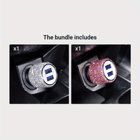 [Shiny Diamond Car Charger] Shiny Artificial Diamond Car Charger | Dual USB Ports, Lightweight Aluminum Alloy, Male to Male Connector, 12-24V Power Adapter, Car Interior Decor & Safety Hammer, Without Battery, Vehicle Accesso - Buy online at  Vibe In Cart.