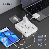 1pc Heavy-Duty Power Strip with 8 AC Outlets (Including Dual USB-Powered sockets), 4 USB-A + 2 USB-C Ports, Individual ON/Off Switches, Overload Protection & Compact Extension Cord - for Home, Office, Gaming, Travel - North A - Buy online at  Vibe In Cart.