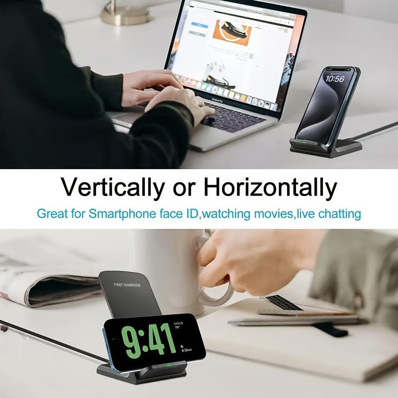 Wireless Charger Stand, 15W Fast Charging Dock Phone Charger, Adaptive LED Wireless Charging Station, for Iphone 16 15 14 13 12 11 9 8 XR, Samsung S25 24 23 22 S21 S10 S9, LG V40 G8, Pixel 8 7 6, Etc. - Buy online at  Vibe In Cart.