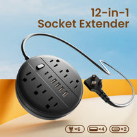 1pc 12-in-1 Multi-functional Power Socket With Surge Protector, 6 AC Outlets, 4 USB Outlets And 2 Type-c Ports. Wall-mountable Power Extension. Portable And Compact Design. Suitable For Home, Office And School. In White And B - Buy online at  Vibe In Cart.