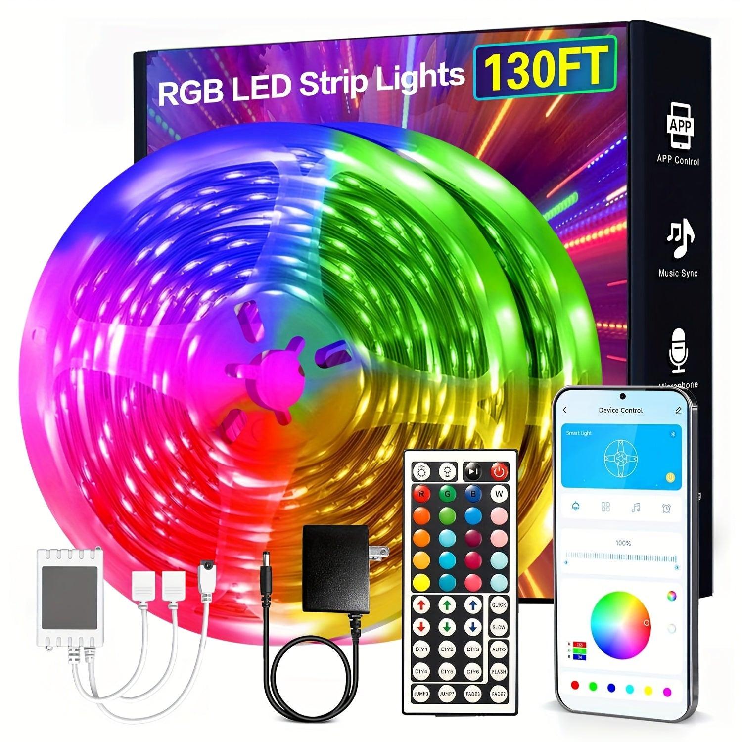 130/25/50/100ft 40/7.5/15/30m LED Strip Lights with App Control Remote, RGB LED 24V Dimmable Sync Color Changing Lights for Bedroom, Home Decor, Music Sync - Buy online at  Vibe In Cart.
