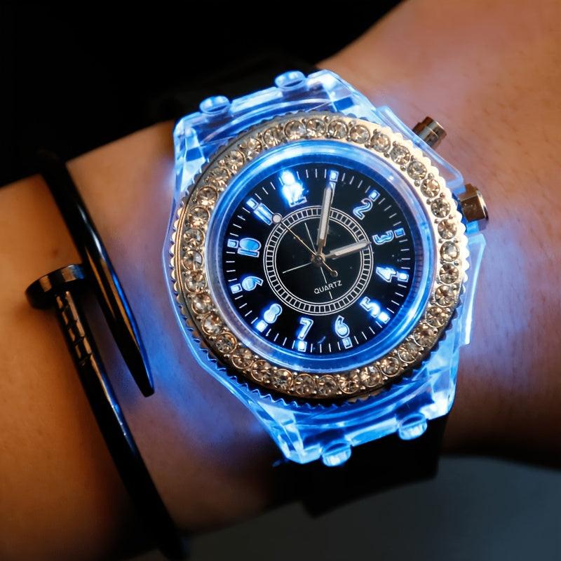 Bright Rhinestone LED Fashion Trendy Unisex Student Couple Jelly Quartz Watch - Buy online at  Vibe In Cart.