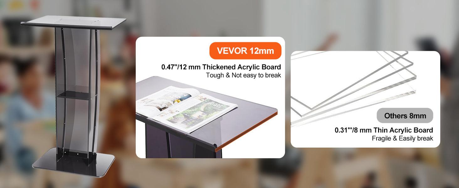 SucceBuy 47" Acrylic Podium Stand Floor-Standing Clear Pulpit Acrylic Desktop Lecterns w/ Storage Shelf for Church Office School - Buy online at  Vibe In Cart.