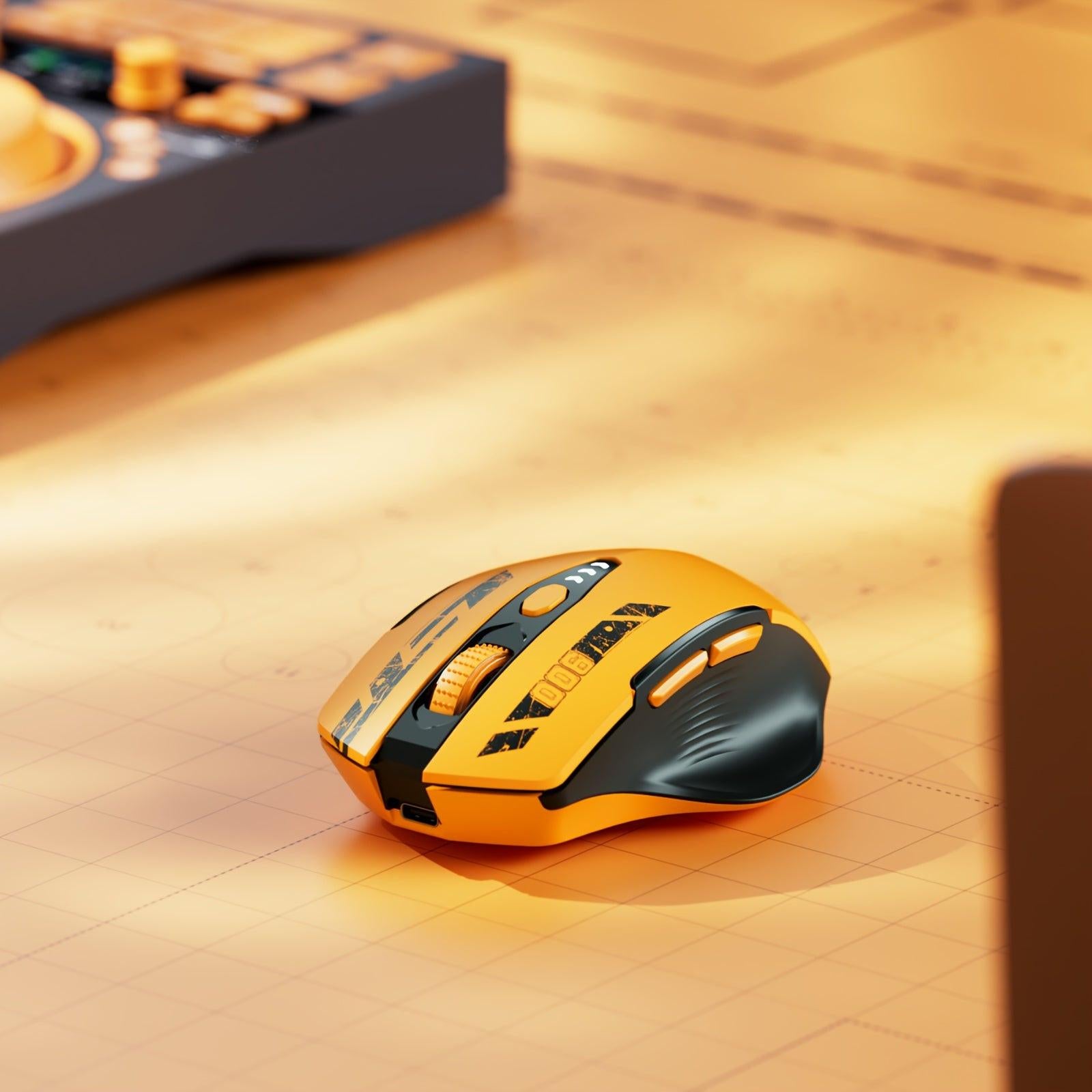 UINEER Yellow Ergonomic Wireless Mouse with 3 Connectivity Modes (BT 4.0/5.0 + USB-A), Rechargeable 18650 Battery, USB-C Charging, Right-Handed Design for Office & Gaming, Office Mouse, Sleek Mouse, Durable Plastic - Buy online at  Vibe In Cart.