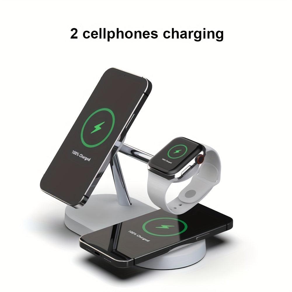 Magnetic 5in 1 Wireless Charger Stand 3 devices at the same time, 15W Qi Fast Charging Dock Station Holder 3 adjustable Light Compatible with iPhone17/16/15/14/13/12 Pro Max Mini, iWatch SE/6/5/4/3/2, AirPods 3/2/Pro iPhone 1 - Buy online at  Vibe In Cart.