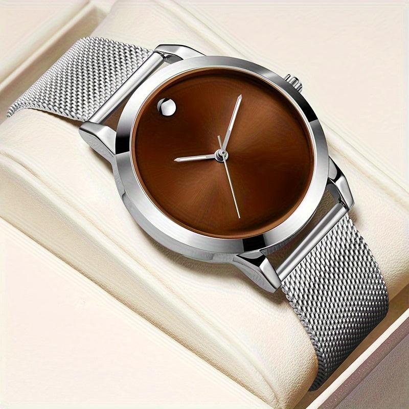 Men' Minimalist Stainless Steel with Analog - Quartz Movement Round Wristwatch Suitable for Casual Attire, Casual & Professional, & Low-Maintenance, Ideal Gift for Men - Buy online at  Vibe In Cart.