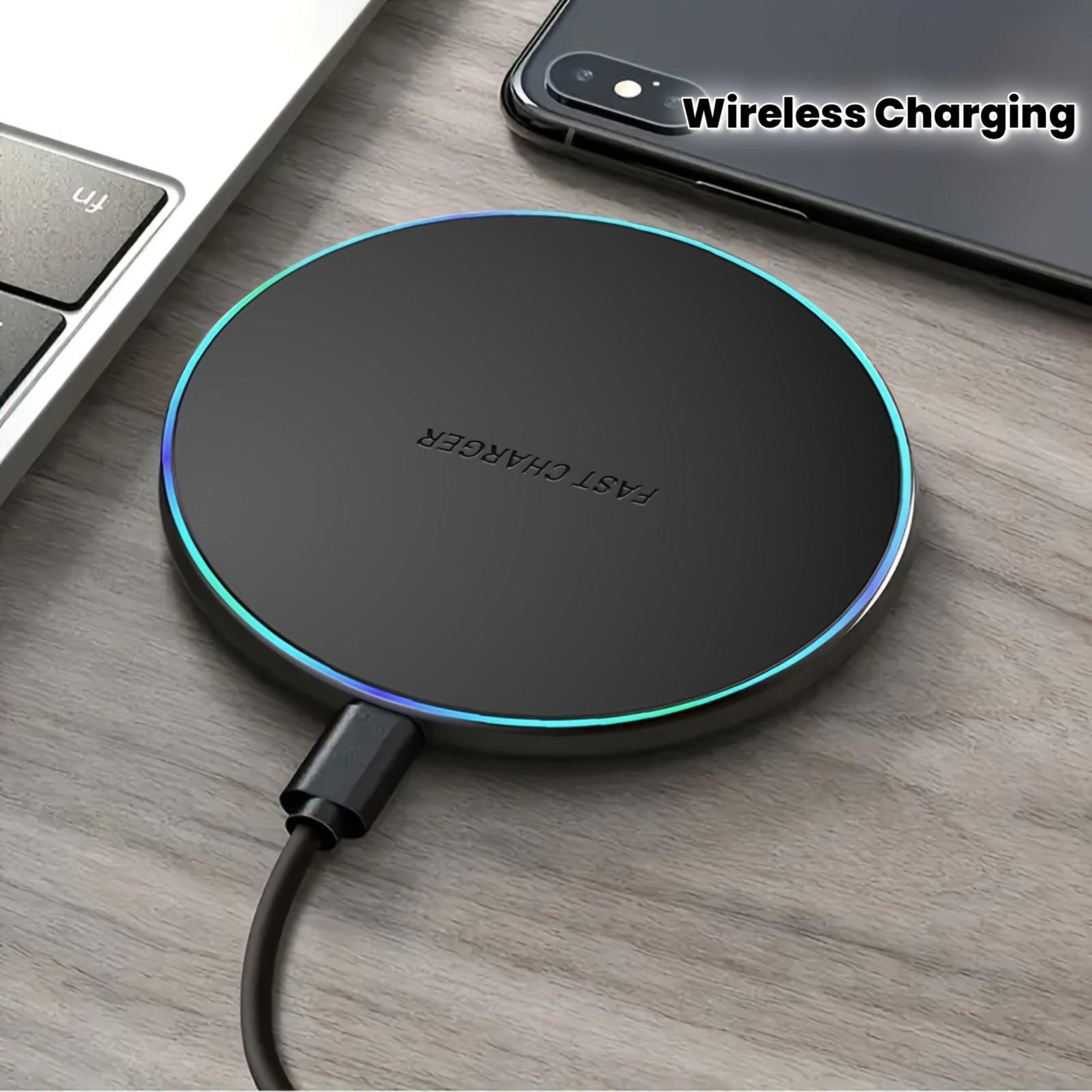 Round Wireless Charger Stand, 15W Fast Charging Dock Phone Charger, Adaptive LED Wireless Charging Station for iPhone17 16 15 14 13 12 11 9 8 XR, Samsung S25 S23 S22 S21 S10 S9, for Airpods 3/2/Pro - Buy online at  Vibe In Cart.