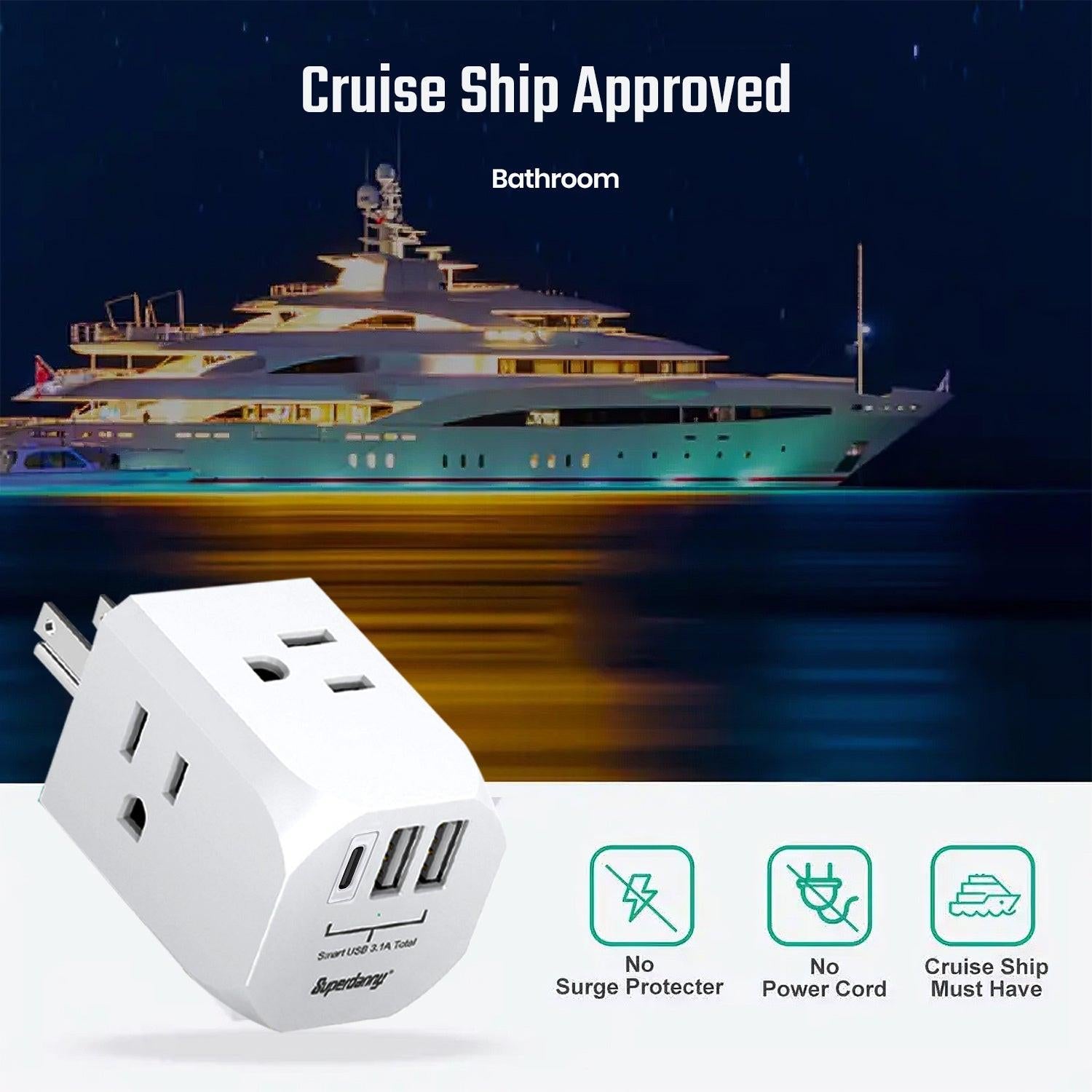 7 In 1 Multi Plug Outlet Extender With 3 USB Ports (1 USB-C) & 4 AC Outlets, 15A/1875W For Home, Office, Dorm & Travel - Ideal For Charging Multiple Devices - Buy online at  Vibe In Cart.