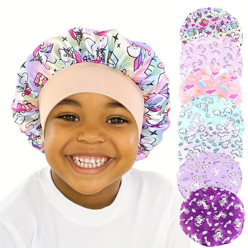 Unicorn Cartoon Printed Children's Satin Sleep Cap Baby Hair Care Cap - Buy online at  Vibe In Cart.
