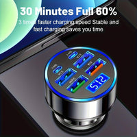 1pc - 6-Port Super Speed Car Charger - 66W Dual PD Ports, LED Voltage Monitor, 4 USB And 2 Type-C Multi-Port Adapter for Fast Charging on The Go - Universal Car - Buy online at  Vibe In Cart.