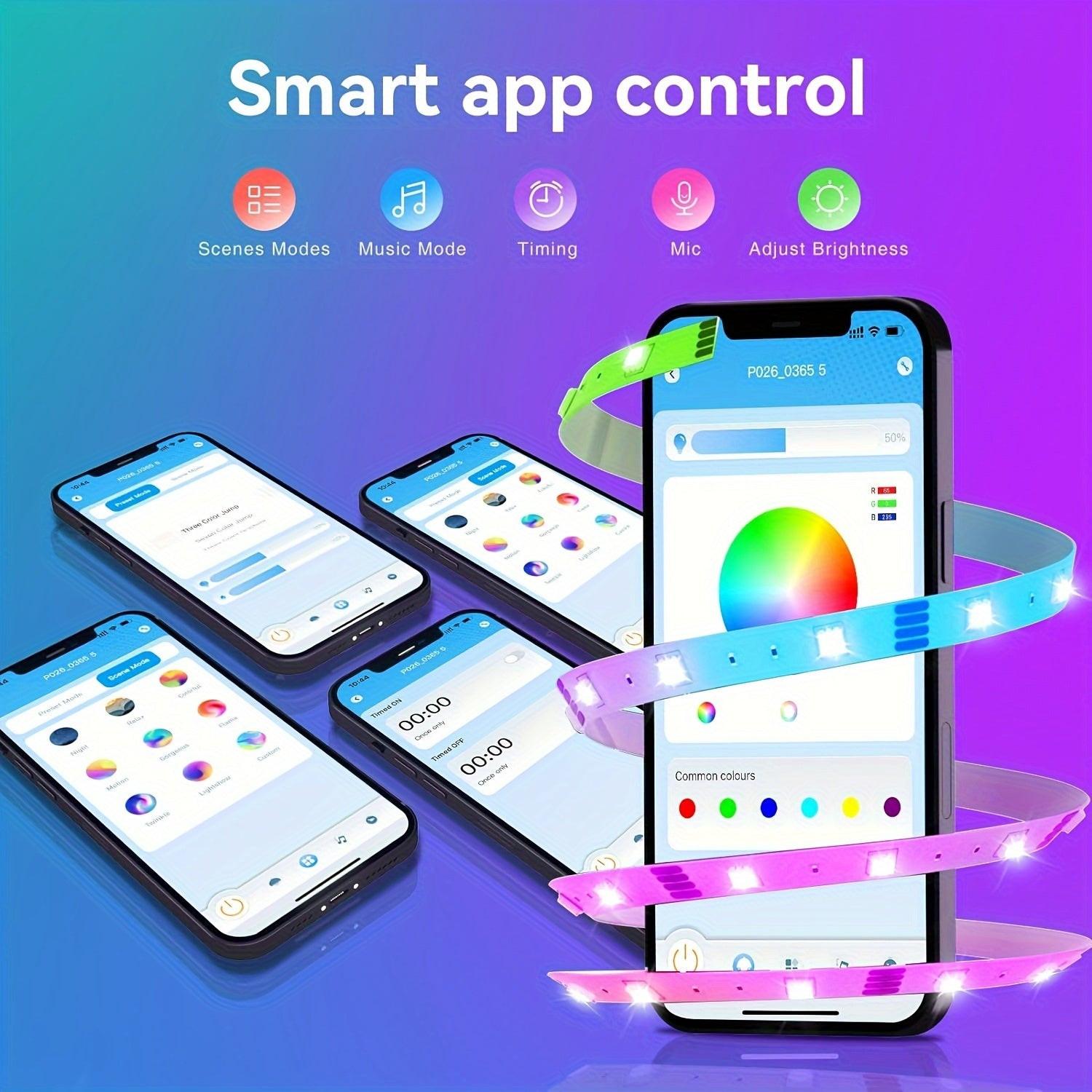 130/25/50/100ft 40/7.5/15/30m LED Strip Lights with App Control Remote, RGB LED 24V Dimmable Sync Color Changing Lights for Bedroom, Home Decor, Music Sync - Buy online at  Vibe In Cart.