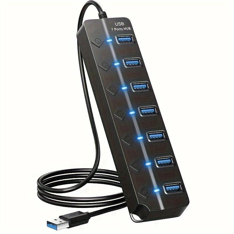 [Usb Adapter Hub] 1pc 7 Ports/ 4 Ports LED USB Adapter Hub Power On/ Off Switch For PC Laptop Computer - Buy online at  Vibe In Cart.