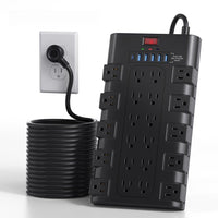 28-in-1 Surge Protector Power Strip with 22 Spacious AC Outlets(1875W/15A), 5/4 USB-A, 1/2 Type-C Ports, Control Switch, Overload Protection, Flat Plug Wall Mount, Space-Saving Extension Cord, Desk USB Charging Station for Ho - Buy online at  Vibe In Cart.