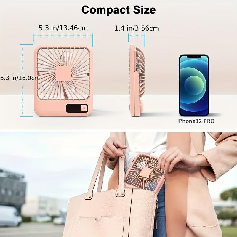 Portable USB Desktop Fan with Battery - Ultra-Quiet 5-Speed Adjustable & 180° Foldable Design, Digital Power Display, Polished Acrylic Finish, Compact for Home, Office, Travel, Air Conditioning, Portable Fan, Home Cooling, M - Buy online at  Vibe In Cart.