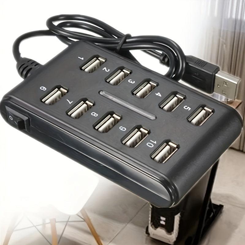 1pc Portable General Purpose Work Home With Switch ABS Plastic Double Row Ten Port USB HUB - Buy online at  Vibe In Cart.