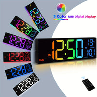 16.2'' Large Digital Wall Clock with Remote Control | Big LED, Dual Alarm, 8 RGB Colors, Auto Brightness, Date, Auto DST, Temperature, Night Light, Gym Clock for Living Room, Bedroom, Office Wall Decor - Maxstar - Buy online at  Vibe In Cart.