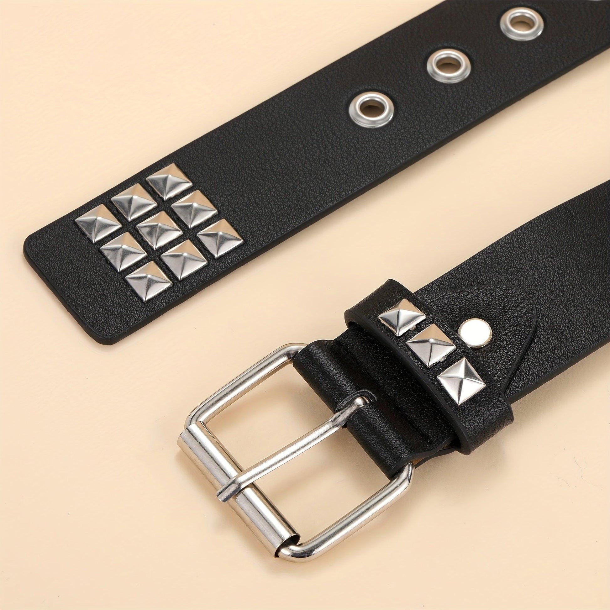 1pc Stylish PU Leather Rivet Pin Buckle Belt - Fashionable, Handsome, and Durable Accessory for Men - Ideal Gift Choice for Friends, Family, and Loved Ones - Buy online at  Vibe In Cart.