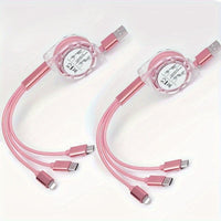 2pcs 3-in-1 Retractable Fast Charging Cables with Lightning, Micro USB, and Type-C Connectors - Multi Charger Cord for iPhone, for iPad, for PS Consoles, Tablets & More - Buy online at  Vibe In Cart.