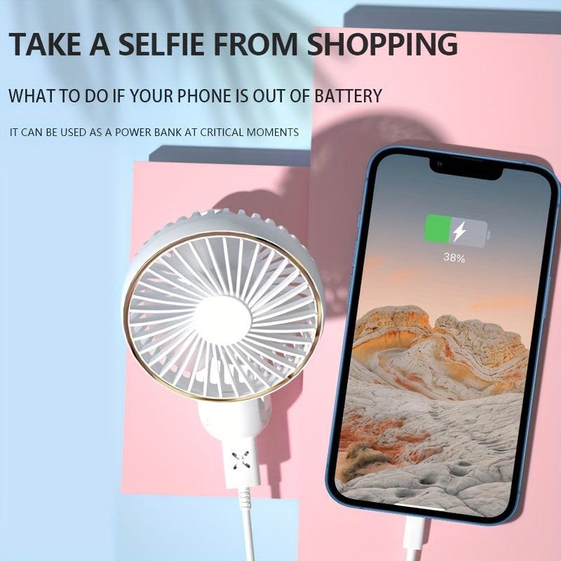 NEW USB charging foldable handheld small fan, can hang neck and desktop, can be handheld, detachable and clean, digital display, five speed adjustment, with power bank function, 4000mAh outdoor small fan - Buy online at  Vibe In Cart.